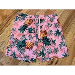Surf Society Swimwear Pink Pineapple Board Surf Swim Shorts Men’s Size XL